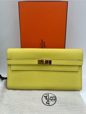HERMES Kelly Wallet Long mysore gold hardware Unused full set 🔥😍